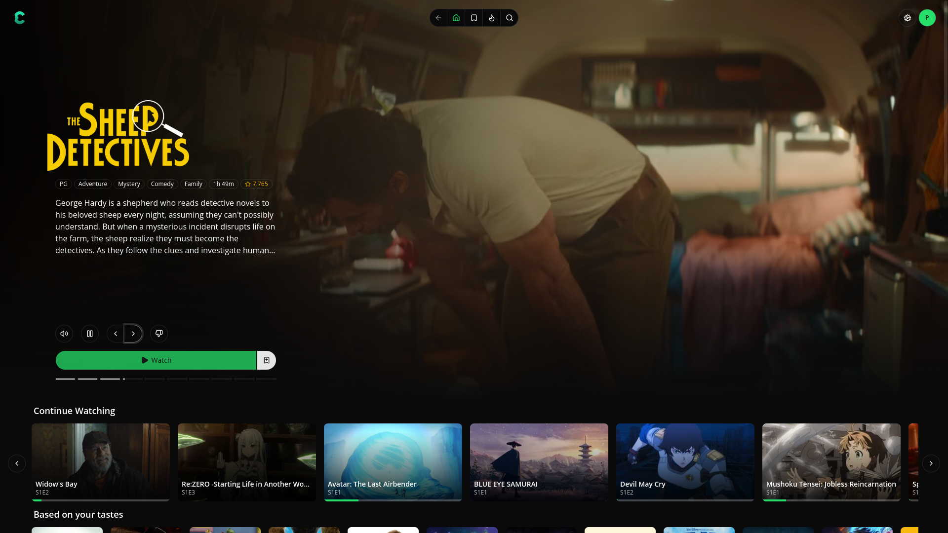 Cove desktop homepage